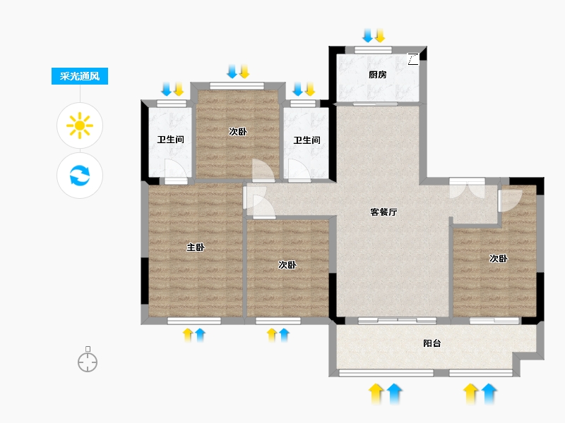 福建省-福州市-世茂云珑-99.01-户型库-采光通风