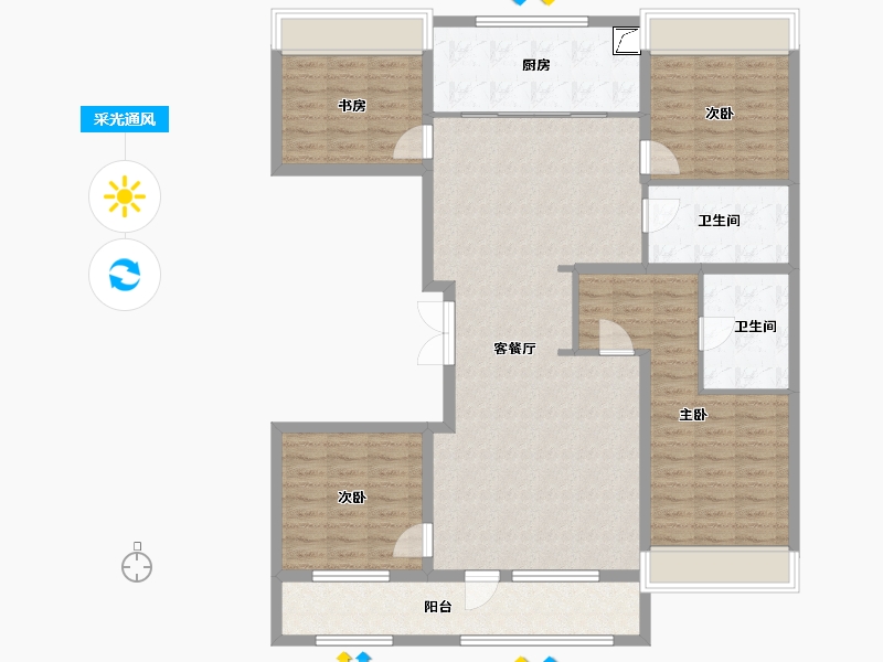 吉林省-长春市-吴中尚玲珑-124.50-户型库-采光通风