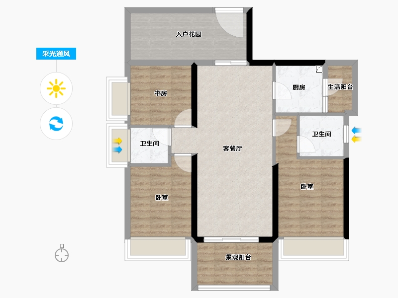 广东省-湛江市-假日名苑-91.43-户型库-采光通风