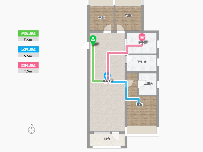 吉林省-长春市-吴中尚玲珑-85.55-户型库-动静线