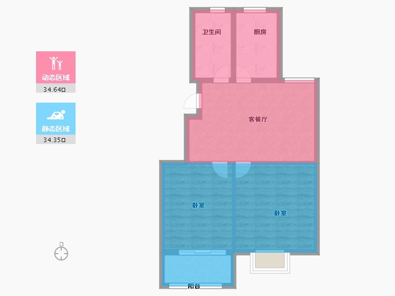 浙江省-宁波市-东隆沁园-62.00-户型库-动静分区