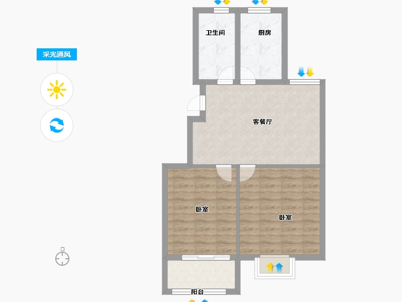 浙江省-宁波市-东隆沁园-62.00-户型库-采光通风