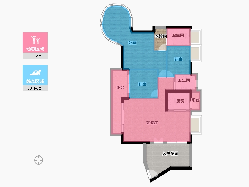 广东省-广州市-粤泰荔湾华府-74.55-户型库-动静分区