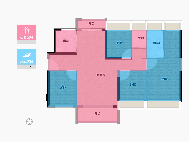 广东省-肇庆市-碧桂园合景美的阅江府-106.74-户型库-动静分区