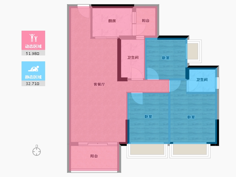 广东省-惠州市-恒海铂钻公馆-75.72-户型库-动静分区