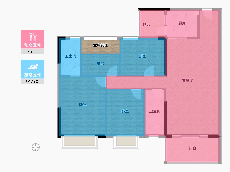 广东省-江门市-华悦·阳光里-104.70-户型库-动静分区