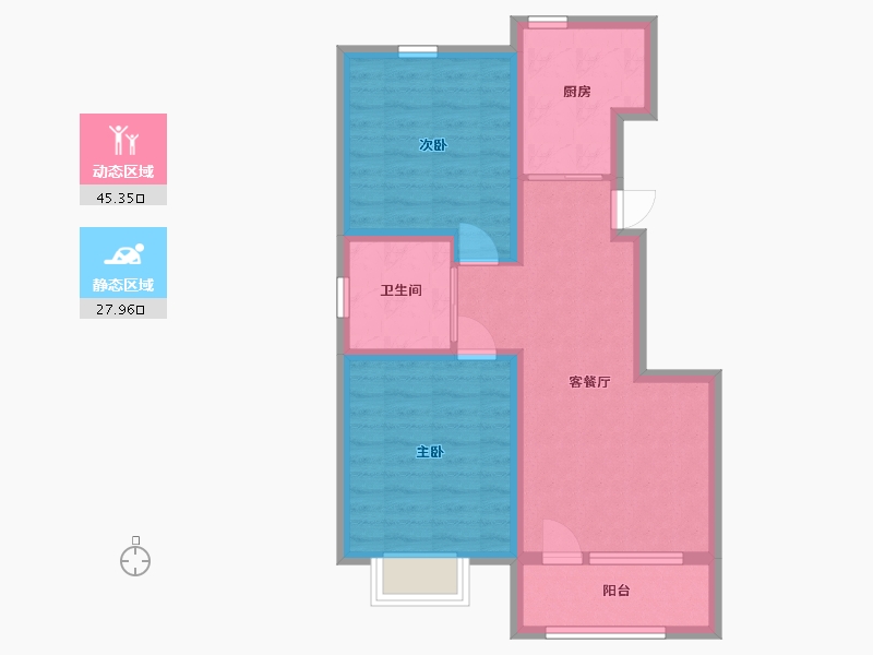 吉林省-长春市-龙府御桂园-64.70-户型库-动静分区