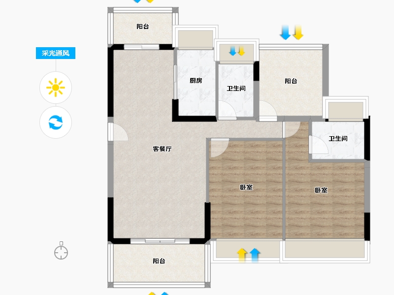 广东省-江门市-东方御璟苑-89.06-户型库-采光通风