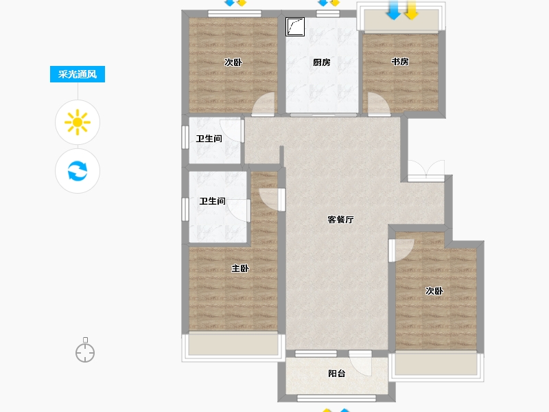 吉林省-长春市-吴中尚玲珑-95.16-户型库-采光通风