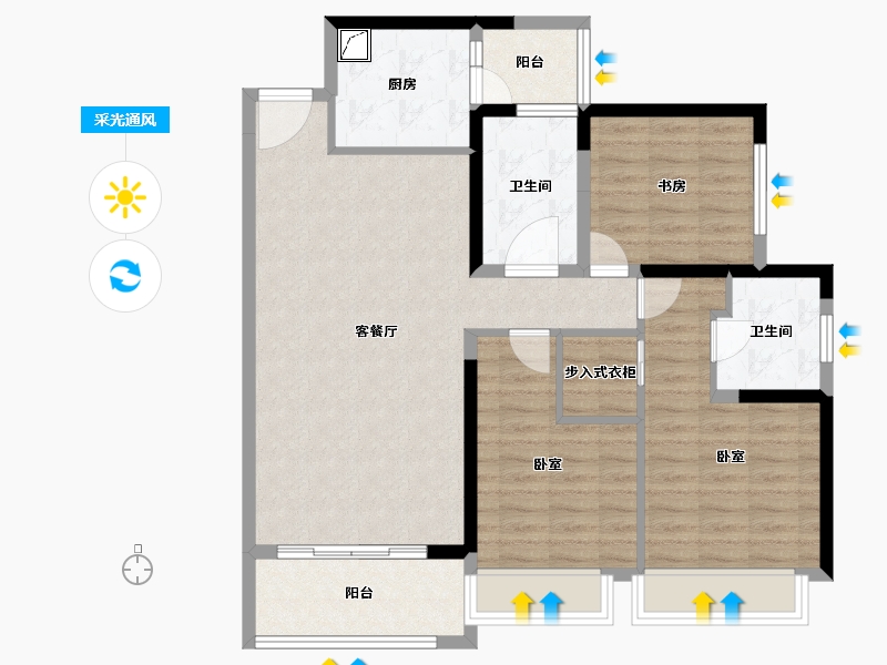 广东省-佛山市-电建地产·洺悦华府-98.56-户型库-采光通风