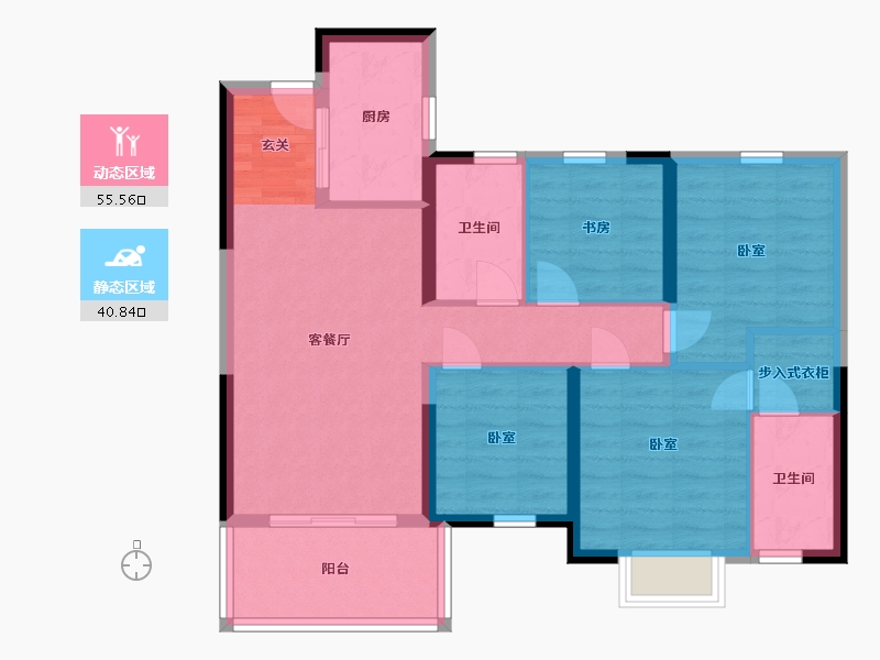 湖南省-岳阳市-保利·堂悦-85.88-户型库-动静分区