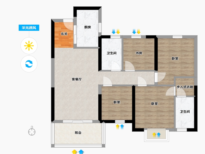 湖南省-岳阳市-保利·堂悦-85.88-户型库-采光通风