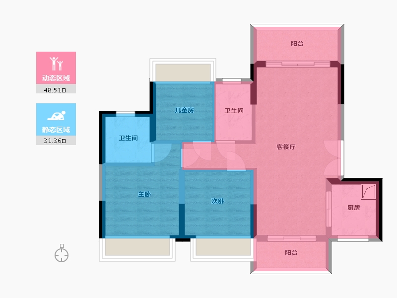 广东省-惠州市-庞源御梓园-70.84-户型库-动静分区