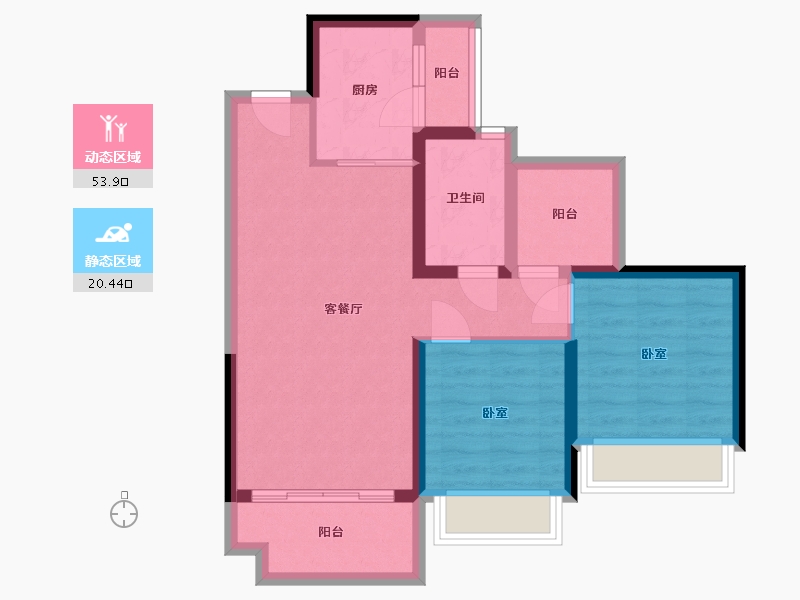 广东省-惠州市-金裕星河丹堤-65.57-户型库-动静分区