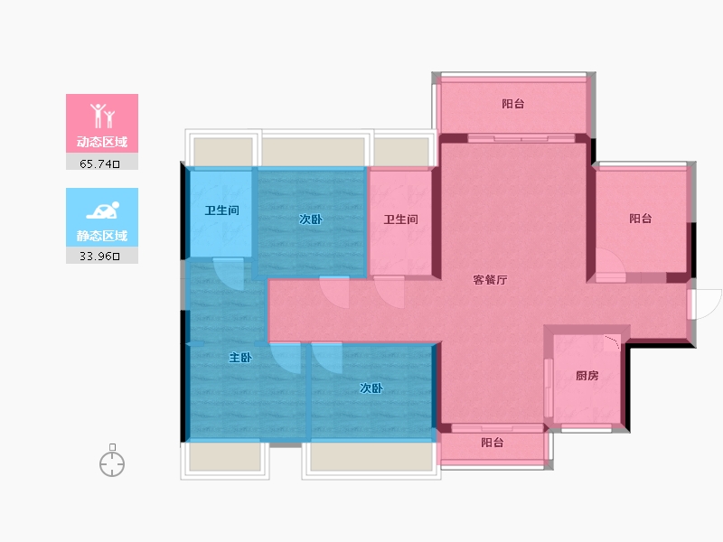 广东省-广州市-颐安灝景湾-88.79-户型库-动静分区