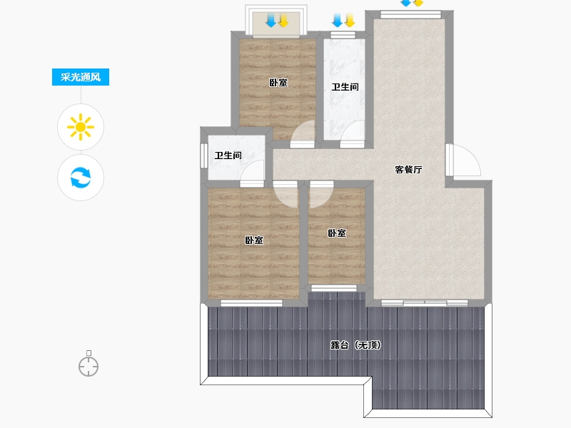 安徽省-黄山市-徽秀园-85.01-户型库-采光通风