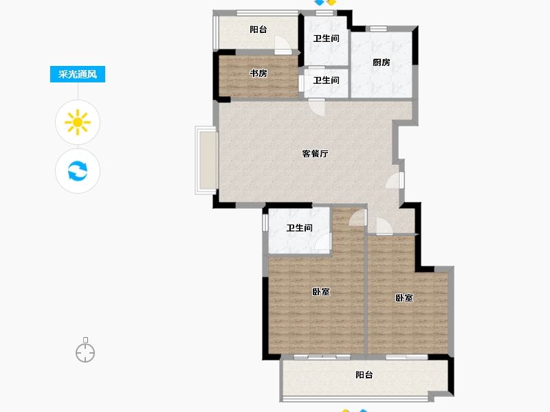 湖南省-岳阳市-澳海富春山居-133.81-户型库-采光通风