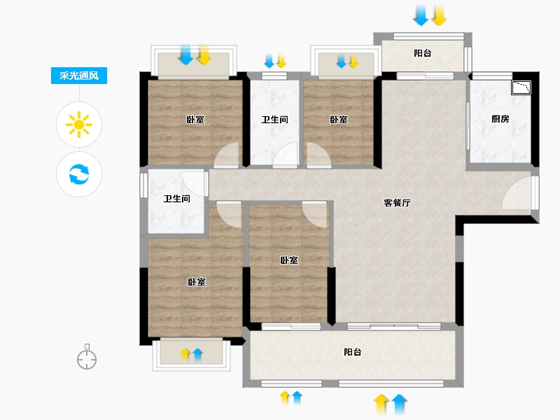 广东省-广州市-敏捷绿湖首府-96.03-户型库-采光通风