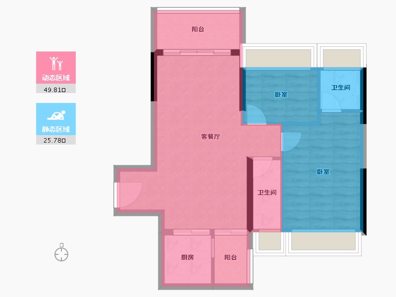 广东省-湛江市-银地上悦城Ⅰ期·朗晴园-68.06-户型库-动静分区