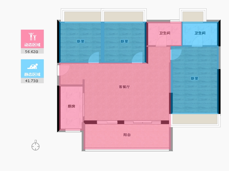 广东省-珠海市-世荣翠湖苑二期-89.12-户型库-动静分区