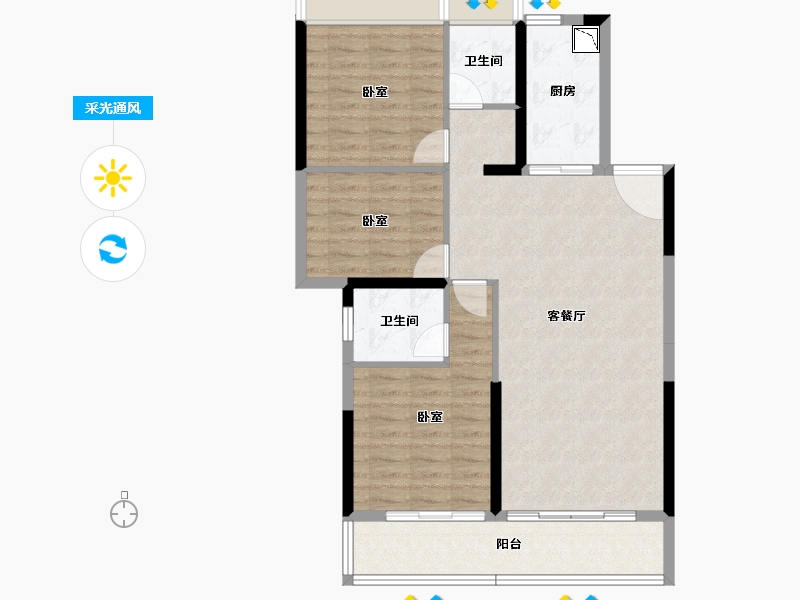 广东省-广州市-国瑞温泉城-90.00-户型库-采光通风