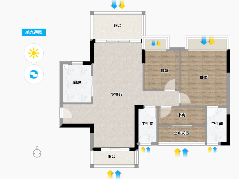 广东省-江门市-华悦·阳光里-82.24-户型库-采光通风