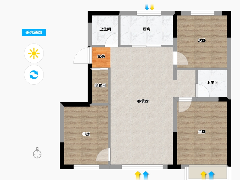 吉林省-长春市-青旅宽城一号-73.07-户型库-采光通风