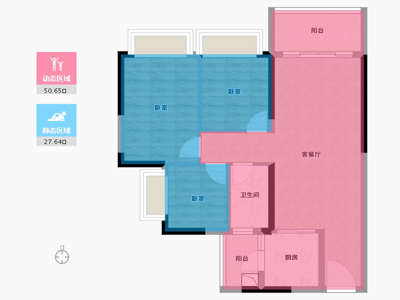 广东省-广州市-敏捷绿湖首府-69.57-户型库-动静分区