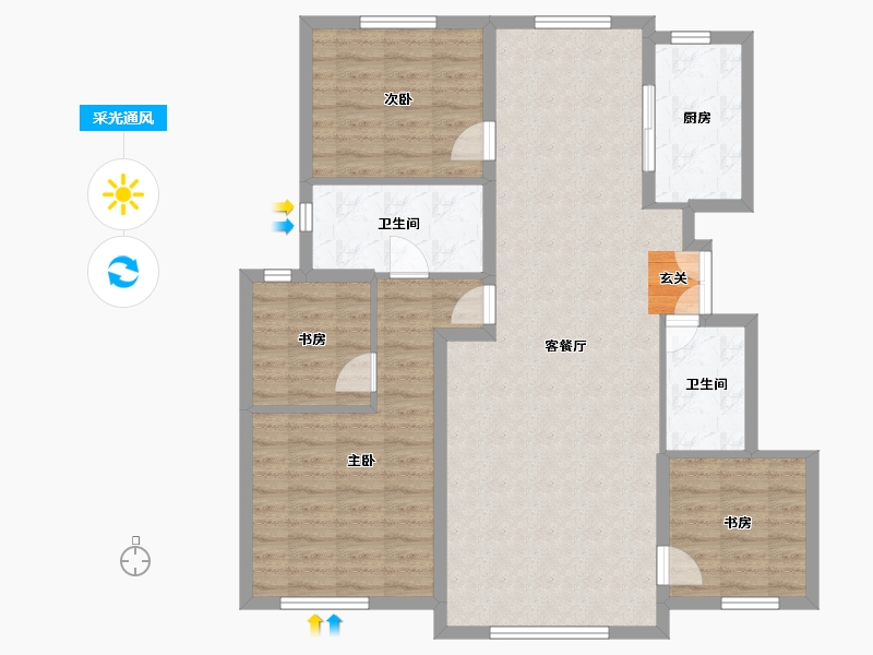 吉林省-长春市-绿地中央墅-105.04-户型库-采光通风