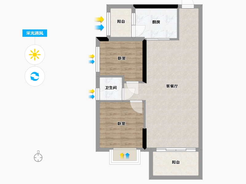 广东省-惠州市-恒海铂钻公馆-58.09-户型库-采光通风