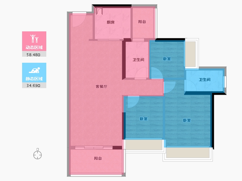 广东省-珠海市-世荣翠湖苑二期-83.00-户型库-动静分区