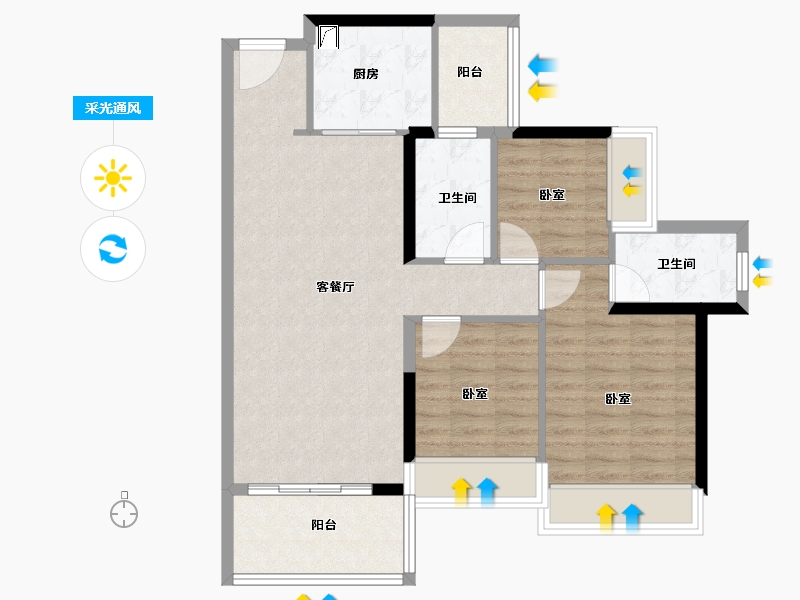 广东省-珠海市-世荣翠湖苑二期-83.00-户型库-采光通风