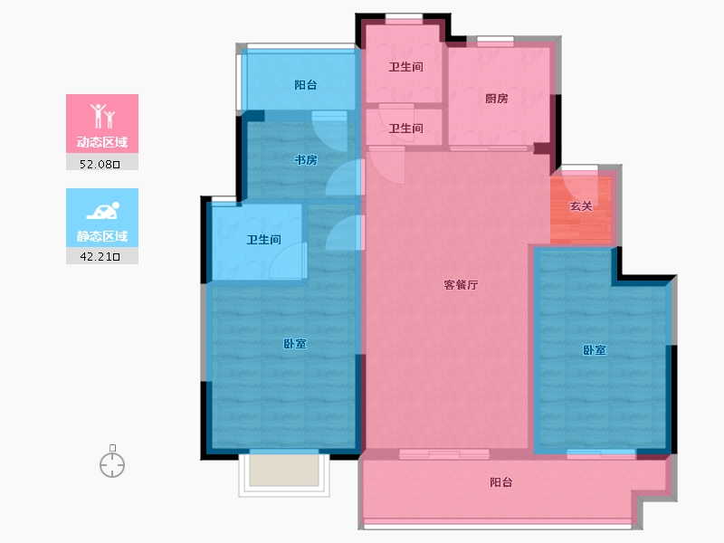 湖南省-岳阳市-澳海富春山居-84.00-户型库-动静分区