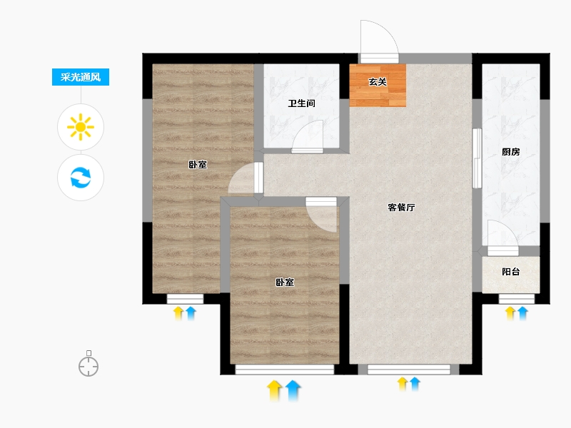 吉林省-长春市-金都小镇学府世家-63.26-户型库-采光通风