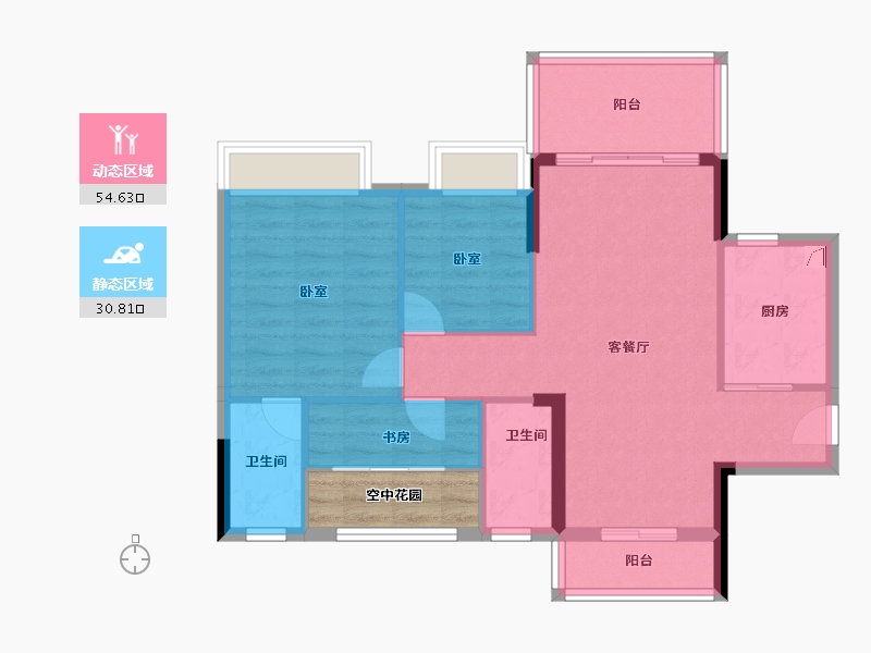 广东省-江门市-华悦·阳光里-80.70-户型库-动静分区