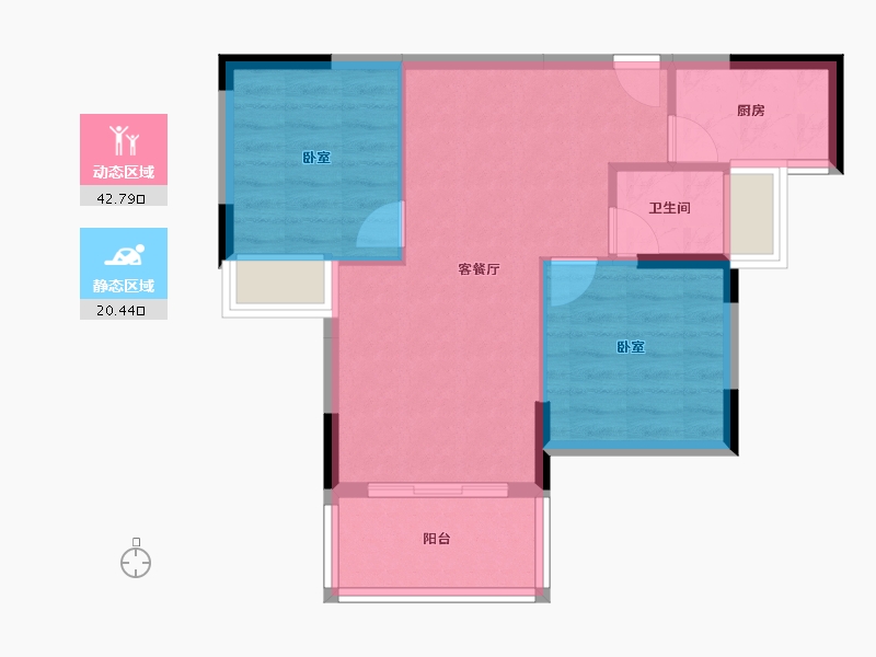 广东省-江门市-东方御璟苑-56.85-户型库-动静分区