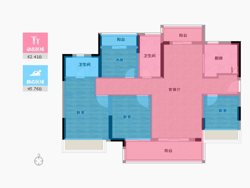 广东省-佛山市-世茂弘阳绿岛湖公馆-96.00-户型库-动静分区