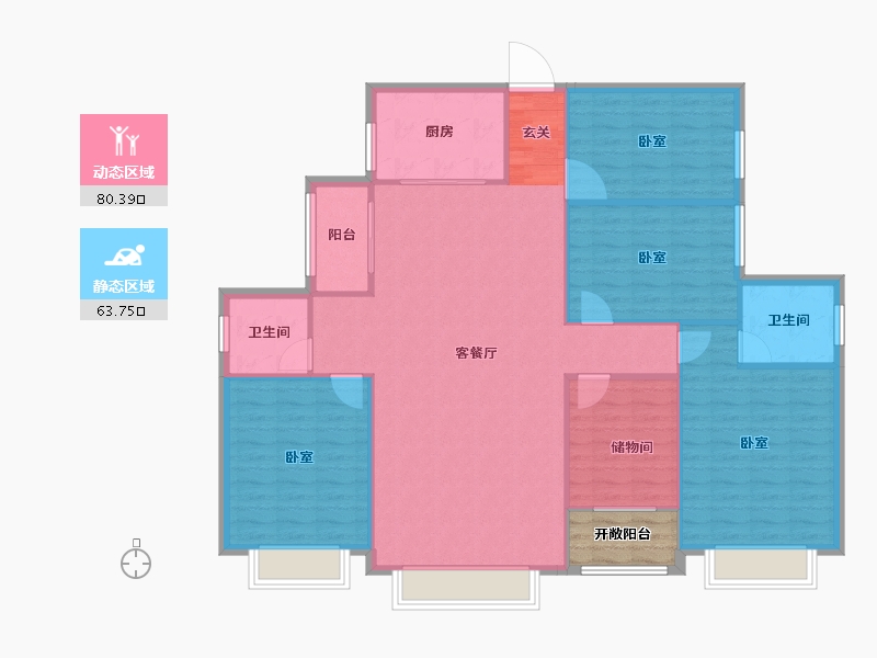 湖南省-邵阳市-恒邦财苑-137.10-户型库-动静分区