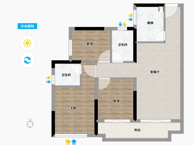 广东省-肇庆市-绿地樾湖国际生态城-78.09-户型库-采光通风