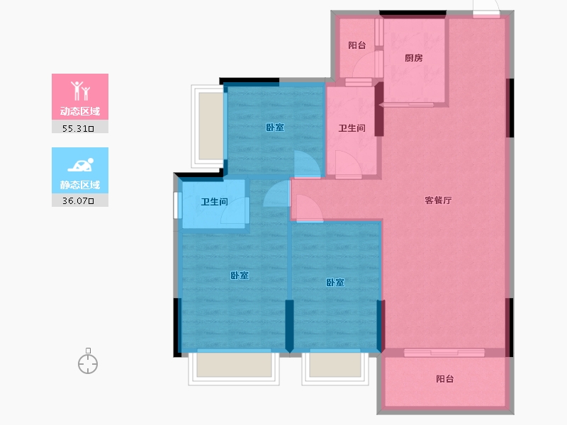 广东省-惠州市-沣盛凤凰城二期-82.31-户型库-动静分区