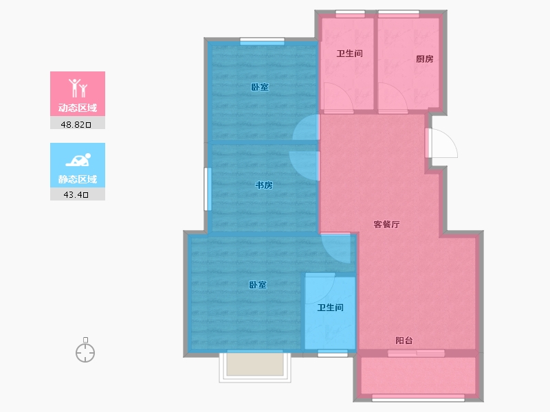 浙江省-宁波市-东隆沁园-84.00-户型库-动静分区