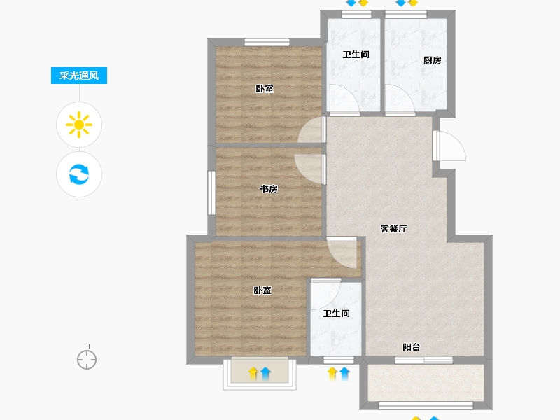 浙江省-宁波市-东隆沁园-84.00-户型库-采光通风