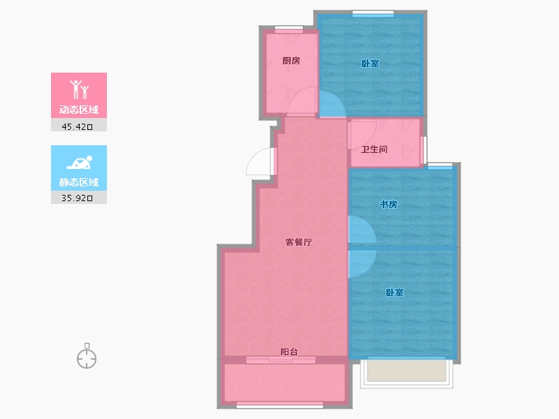 浙江省-宁波市-东隆沁园-74.00-户型库-动静分区