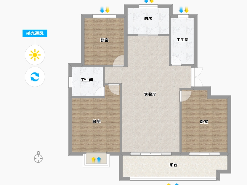 安徽省-黄山市-建桥汇丰广场-107.00-户型库-采光通风