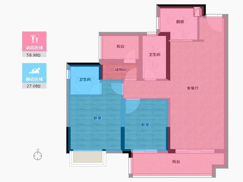 广东省-佛山市-世茂弘阳绿岛湖公馆-76.00-户型库-动静分区