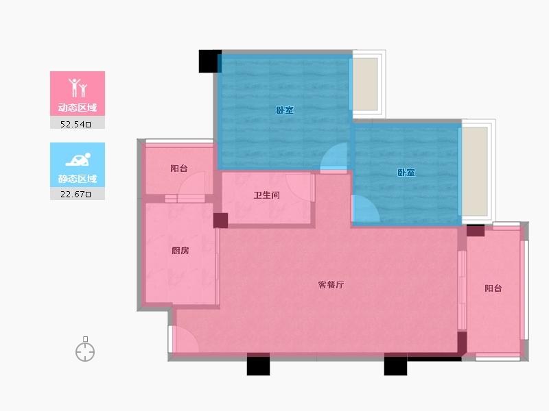 广东省-江门市-奥园外滩-67.86-户型库-动静分区