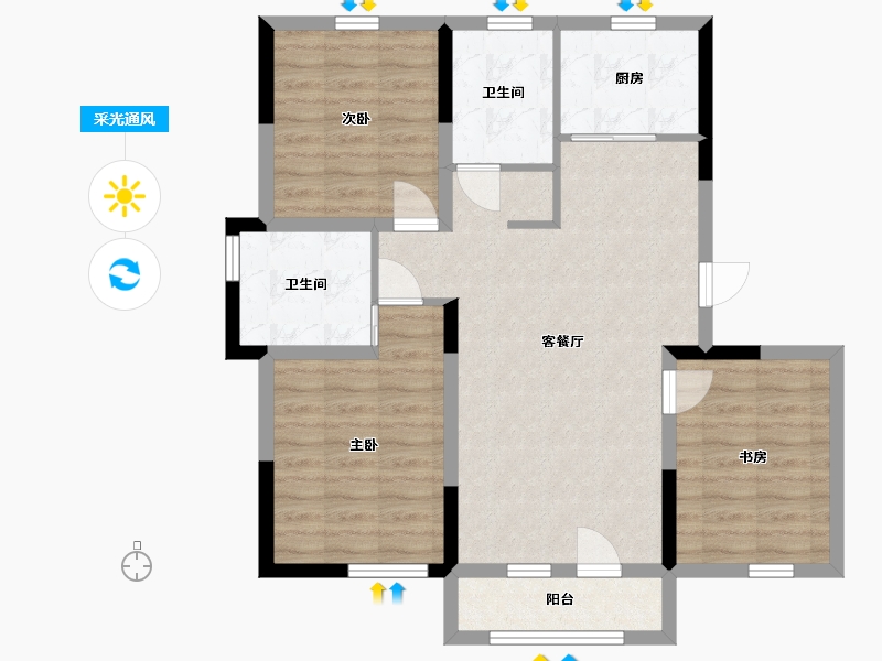 吉林省-长春市-学府上城-81.70-户型库-采光通风