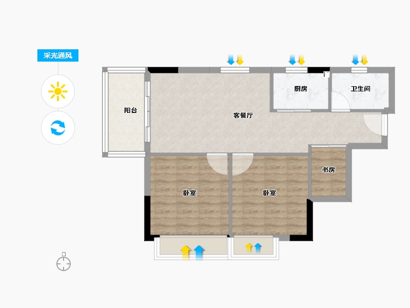 广东省-江门市-世茂•御泉十里-67.00-户型库-采光通风