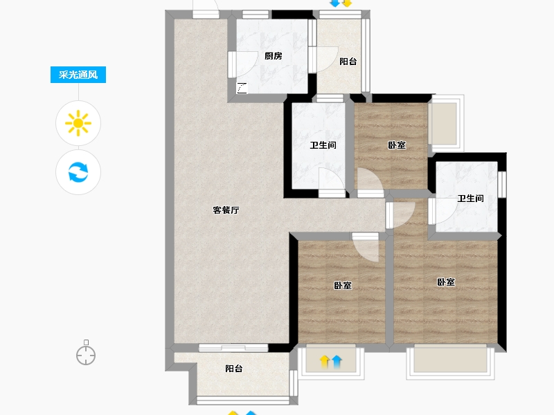 广东省-汕尾市-保利海德公馆-77.45-户型库-采光通风