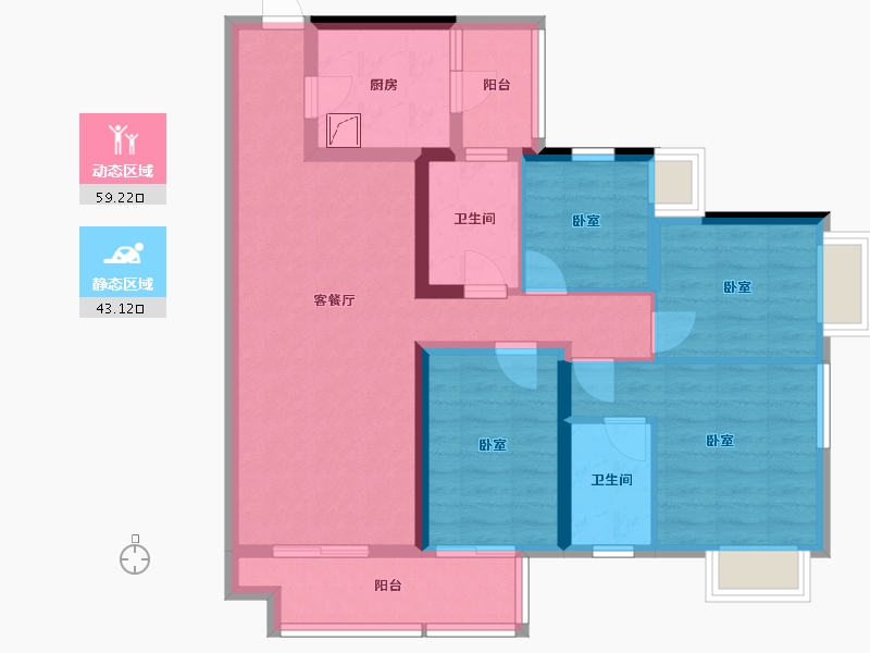 广东省-汕尾市-保利海德公馆-89.78-户型库-动静分区